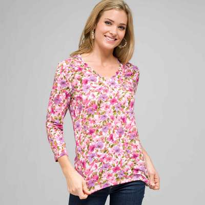 Floral Print Tee, Multi, medium