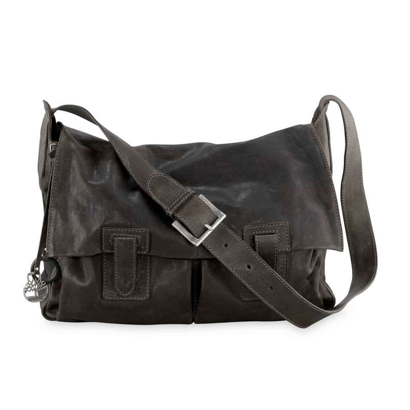 Men's Leather Luggage Fisherman Bag, Black, large