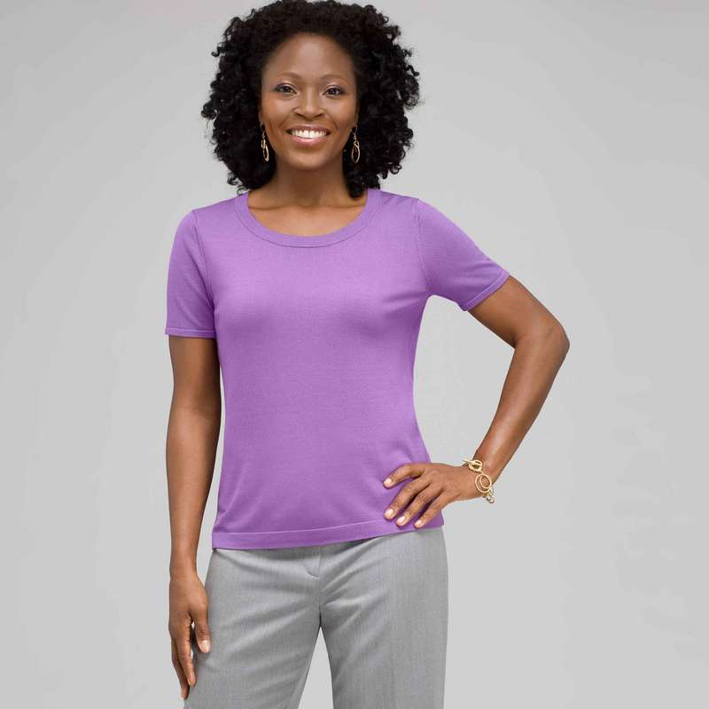Scoop Neck Shell, Crocus, large