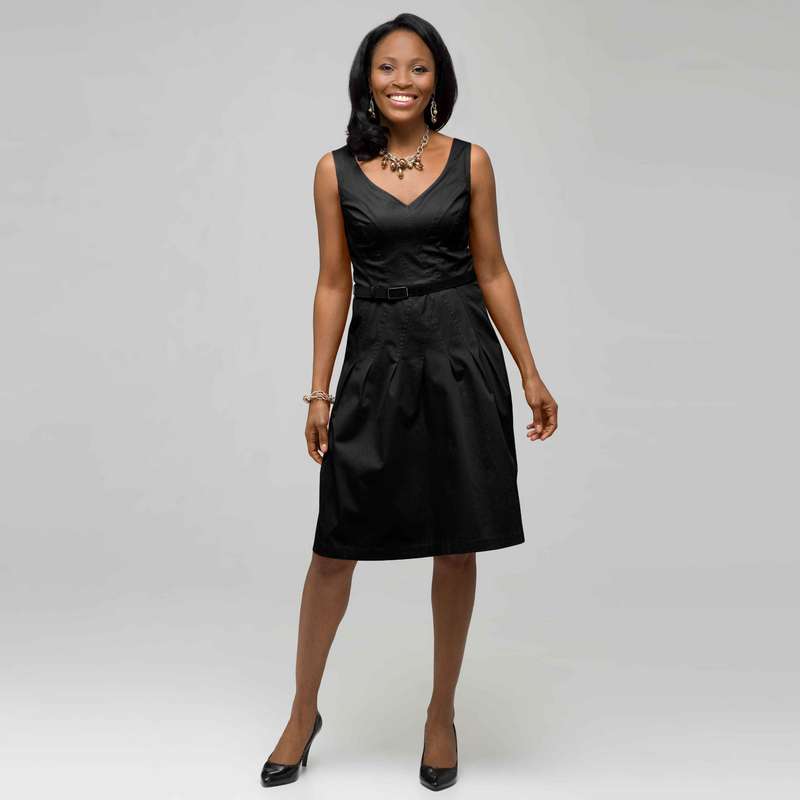 Belted Fit and Flare., Black, large