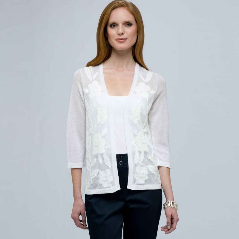 Open Cardigan., White, large